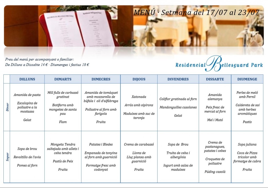 menu Bellesguard 17-7